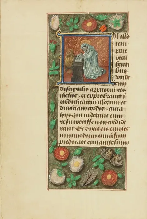 Framed Print : Initial I: Saint Mark; Crohin-La Fontaine Hours, (about 1480-1485?). Creators: Master of the Dresden Prayer Book, Workshop of the Master of the Dresden Prayer Book Framed Print : Initial I: Saint Mark; Crohin-La Fontaine Hours, (about 1480-1485?). Creators: Master of the Dresden Prayer Book, Workshop of the Master of the Dresden Prayer Book