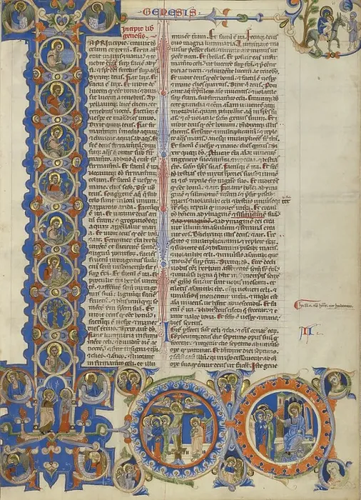 Framed Print : Initial I: Scenes of the Creation of the World and the Life of Christ; Abbey Bible, about 1250-1262. Creator: Unknown Framed Print : Initial I: Scenes of the Creation of the World and the Life of Christ; Abbey Bible, about 1250-1262. Creator: Unknown