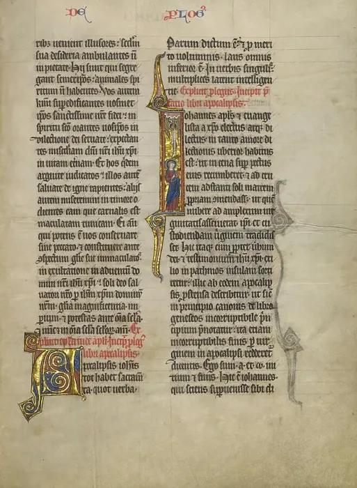 Framed Print : Initial J: Saint John the Evangelist with his Symbol; Concluding Volume of a Bible, about 1260-1270. Creator: Unknown Framed Print : Initial J: Saint John the Evangelist with his Symbol; Concluding Volume of a Bible, about 1260-1270. Creator: Unknown