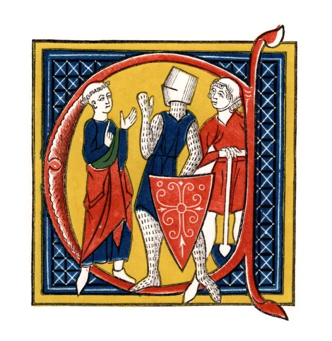 Framed Print : Initial letter C, early 14th century, (1843). Artist: Henry Shaw Framed Print : Initial letter C, early 14th century, (1843). Artist: Henry Shaw