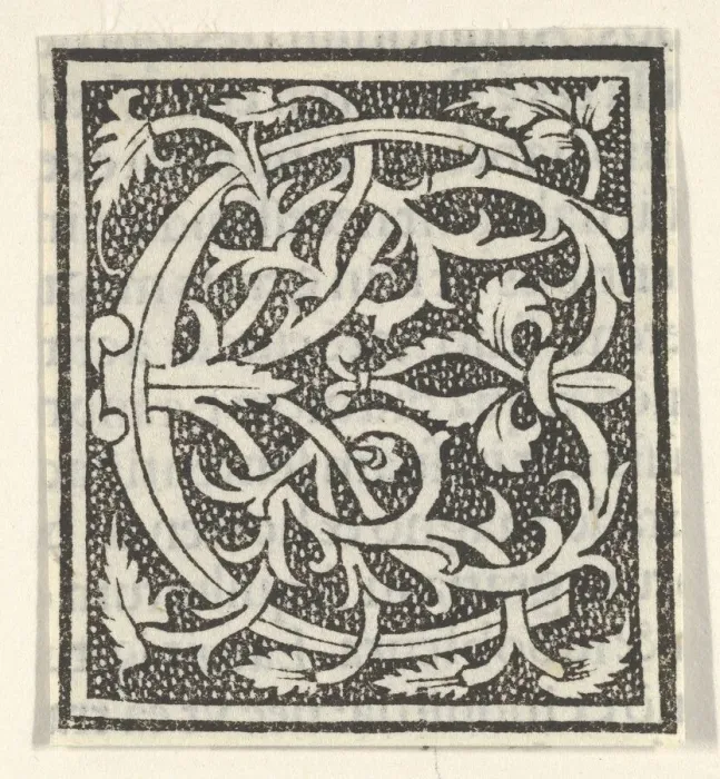 Framed Print : Initial letter C on patterned background, 1520. 1520. Creator: Anon Framed Print : Initial letter C on patterned background, 1520. 1520. Creator: Anon