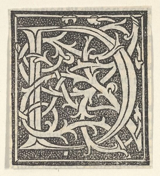 Initial letter D on patterned background, 1520. 1520. Creator: Anon