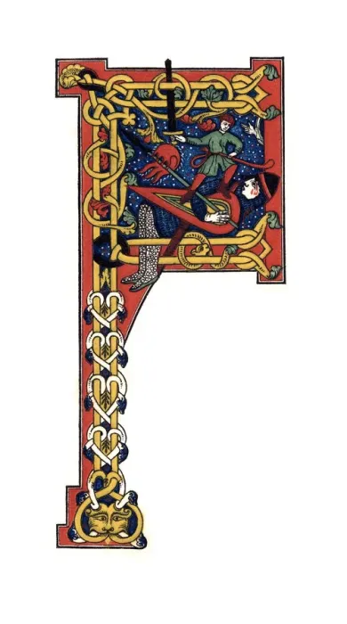 Framed Print : Initial letter F, 12th century, (1843). Artist: Henry Shaw Framed Print : Initial letter F, 12th century, (1843). Artist: Henry Shaw
