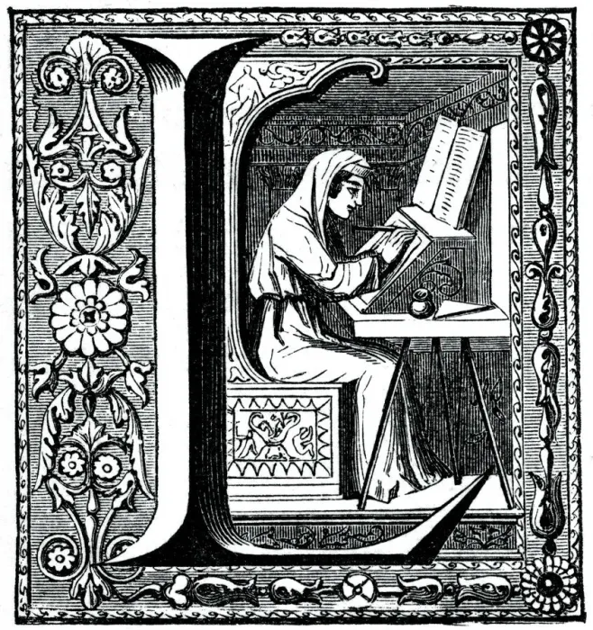 Framed Print : Initial letter L, (1870) Framed Print : Initial letter L, (1870)