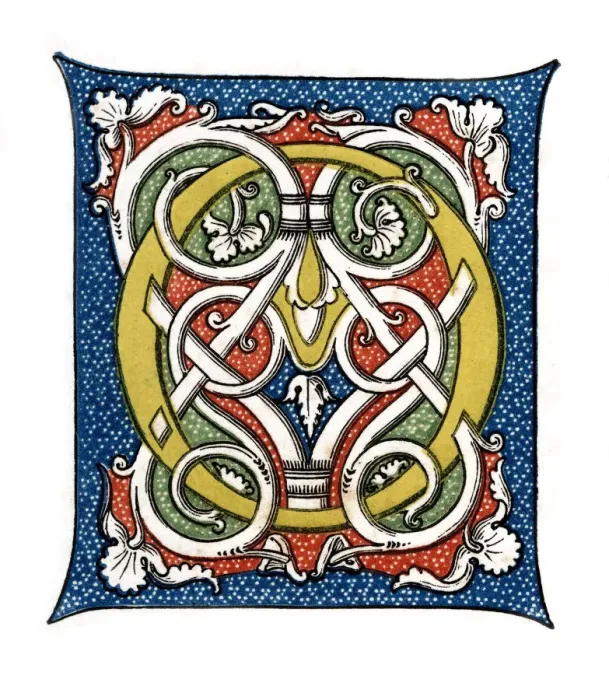 Framed Print : Initial letter O, c15th century, (1843). Artist: Henry Shaw Framed Print : Initial letter O, c15th century, (1843). Artist: Henry Shaw