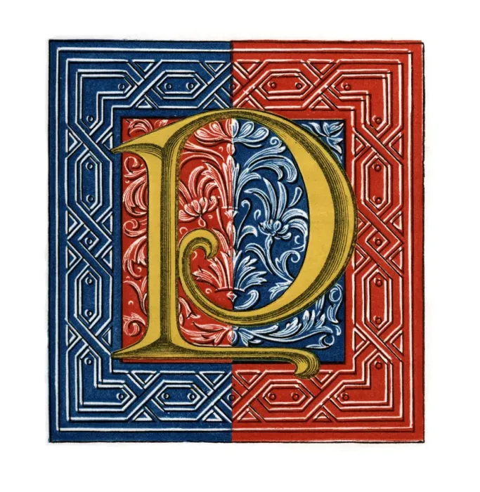 Framed Print : Initial letter P, (1843). Artist: Henry Shaw Framed Print : Initial letter P, (1843). Artist: Henry Shaw