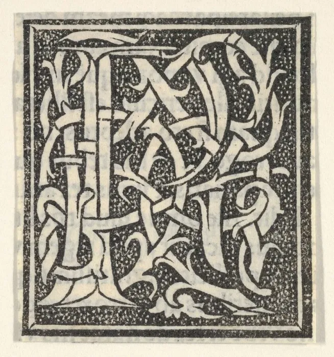 Framed Print : Initial letter P on patterned background, 1520. 1520. Creator: Anon Framed Print : Initial letter P on patterned background, 1520. 1520. Creator: Anon