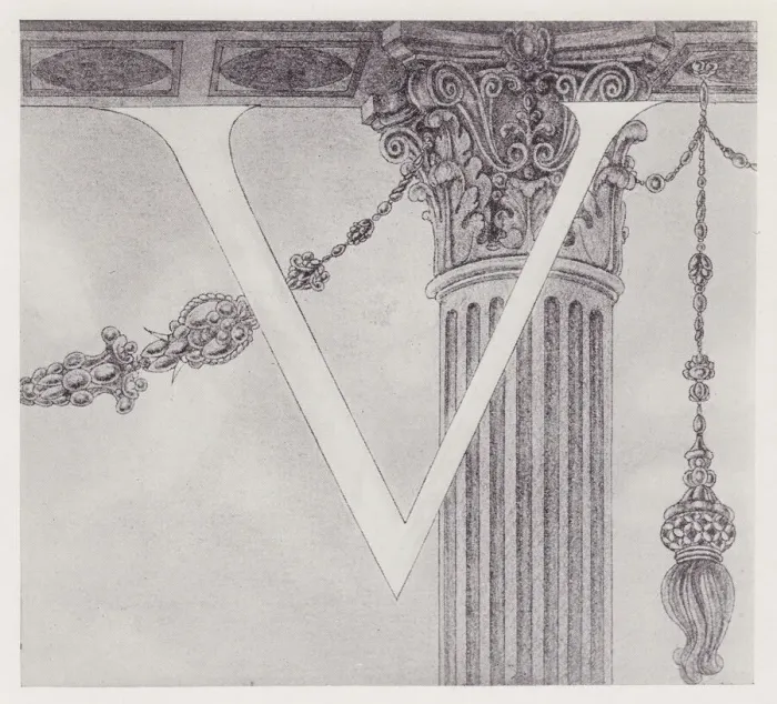 Framed Print : Initial Letter V (Column) to Volpone, 1898. Creator: Aubrey Beardsley Framed Print : Initial Letter V (Column) to Volpone, 1898. Creator: Aubrey Beardsley