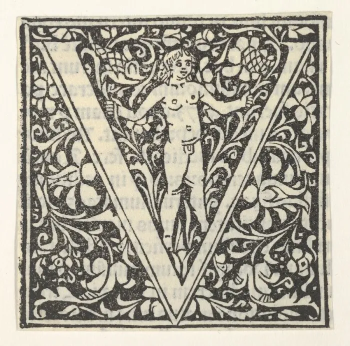 Framed Print : Initial letter V with putto, 1496. 1496. Creator: Anon