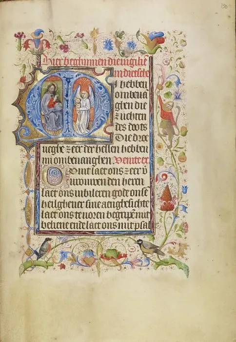 Framed Print : Initial M: An Angel Presenting a Soul to Christ as Judge; Book of Hours, after 1460. Creator: Unknown Framed Print : Initial M: An Angel Presenting a Soul to Christ as Judge; Book of Hours, after 1460. Creator: Unknown