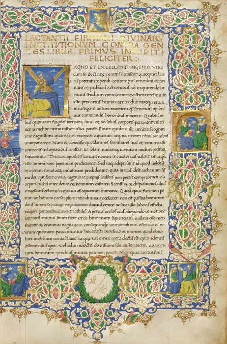 Framed Print : Initial M: Portrait of Lactantius, about 1456. Creator: Ser Ricciardo di Nanni Framed Print : Initial M: Portrait of Lactantius, about 1456. Creator: Ser Ricciardo di Nanni