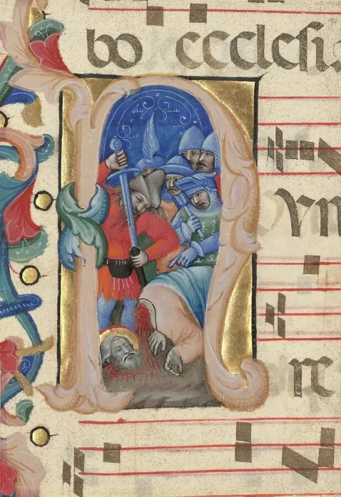 Framed Print : Initial N: The Beheading of Saint Paul, about 1392-1402. Creator: Niccolo di Giacomo da Bologna Framed Print : Initial N: The Beheading of Saint Paul, about 1392-1402. Creator: Niccolo di Giacomo da Bologna