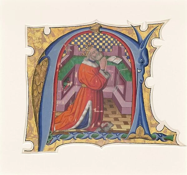 Initial N (?) with David in Prayer, 1430s. Creator: Master of the Cypresses