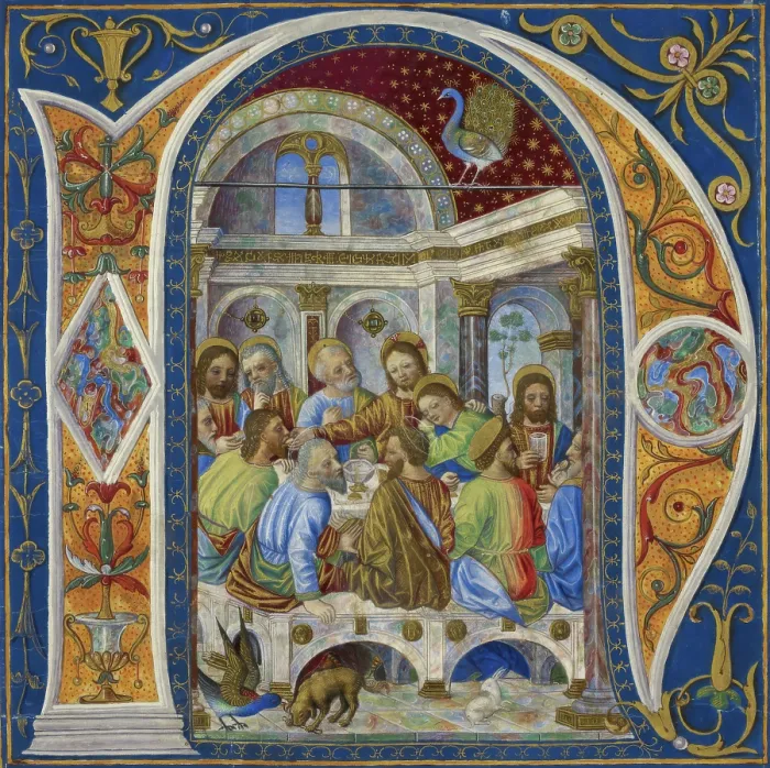 Framed Print : Initial N, the Last Supper, c1500. Creator: Unknown Framed Print : Initial N, the Last Supper, c1500. Creator: Unknown