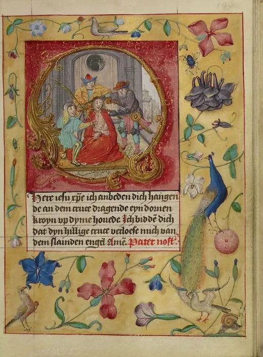 Framed Print : Initial O: The Crowning with Thorns; Book of Hours, about 1500. Creator: Workshop of Gerard Horenbout Framed Print : Initial O: The Crowning with Thorns; Book of Hours, about 1500. Creator: Workshop of Gerard Horenbout