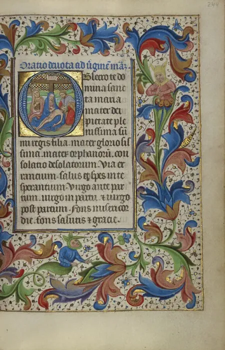 Framed Print : Initial O: The Pieta; Book of Hours, about 1450-1455. Creator: Master of the Lee Hours Framed Print : Initial O: The Pieta; Book of Hours, about 1450-1455. Creator: Master of the Lee Hours