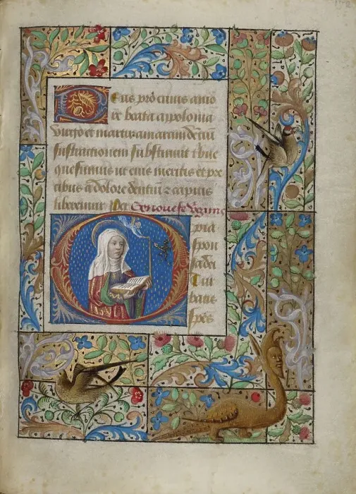 Framed Print : Initial O: Saint Genevieve; Book of Hours, about 1480-1490. Creator: Georges Trubert Framed Print : Initial O: Saint Genevieve; Book of Hours, about 1480-1490. Creator: Georges Trubert