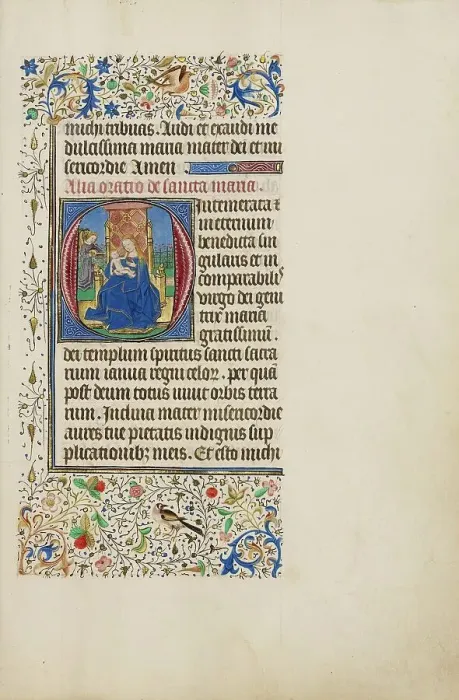Framed Print : Initial O: The Virgin and Child Enthroned; Llangattock Hours, 1450s. Creator: Master of the Llangattock Hours Framed Print : Initial O: The Virgin and Child Enthroned; Llangattock Hours, 1450s. Creator: Master of the Llangattock Hours