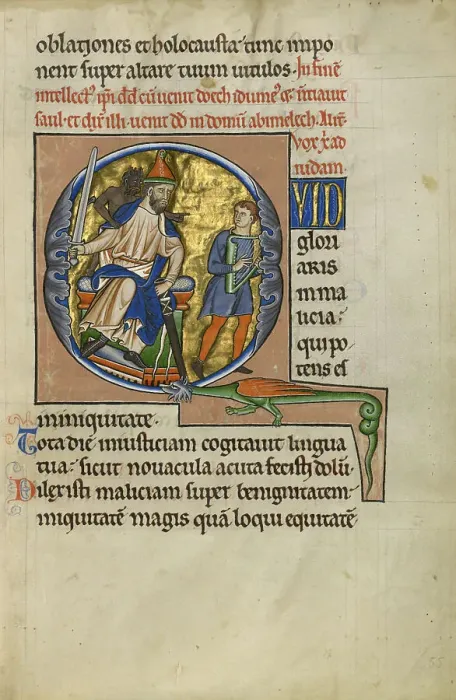 Framed Print : Initial Q: David Before Saul; Psalter, after 1205. Creator: Master of Ingeborg Psalter Framed Print : Initial Q: David Before Saul; Psalter, after 1205. Creator: Master of Ingeborg Psalter