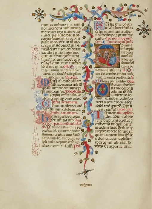 Framed Print : Initial S: Pentecost; Missal, between about 1389 and 1400. Creator: Master of the Brussels Initials