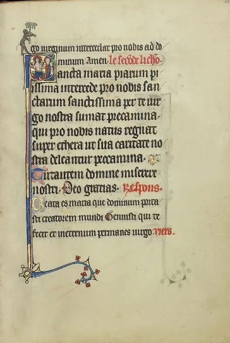 Framed Print : Initial S: The Virgin Mary and Christ Showing his Wounds; Ruskin Hours, about 1300. Creator: Unknown Framed Print : Initial S: The Virgin Mary and Christ Showing his Wounds; Ruskin Hours, about 1300. Creator: Unknown