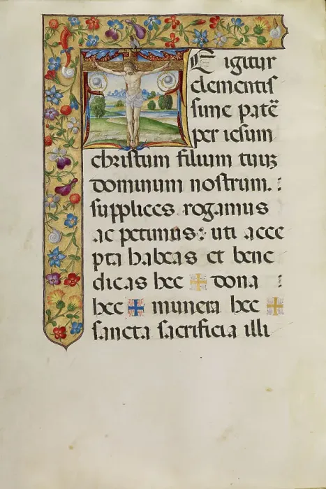 Framed Print : Initial T: The Crucifixion, about 1520. Creator: Matteo da Milano Framed Print : Initial T: The Crucifixion, about 1520. Creator: Matteo da Milano