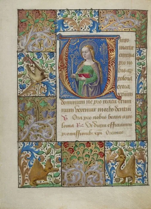 Framed Print : Initial V: Saint Apollonia; Book of Hours, about 1480-1490. Creator: Georges Trubert Framed Print : Initial V: Saint Apollonia; Book of Hours, about 1480-1490. Creator: Georges Trubert