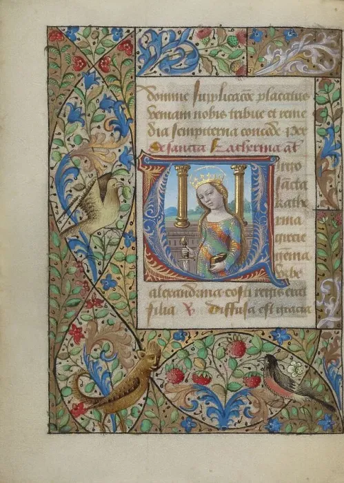 Framed Print : Initial V: Saint Catherine; Book of Hours, about 1480-1490. Creator: Georges Trubert Framed Print : Initial V: Saint Catherine; Book of Hours, about 1480-1490. Creator: Georges Trubert
