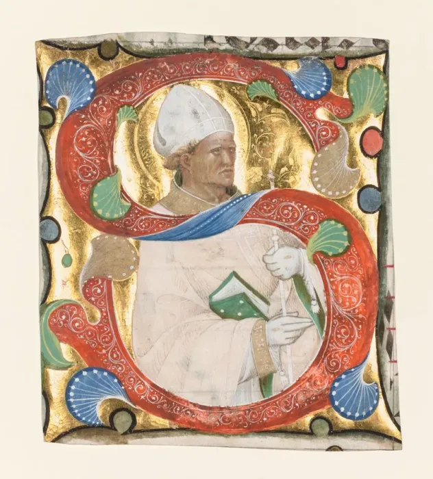 Framed Print : Initials from a Gradual: St. Augustine, c. 1420. Creator: Master of the Murano Gradual (Italian) Framed Print : Initials from a Gradual: St. Augustine, c. 1420. Creator: Master of the Murano Gradual (Italian)