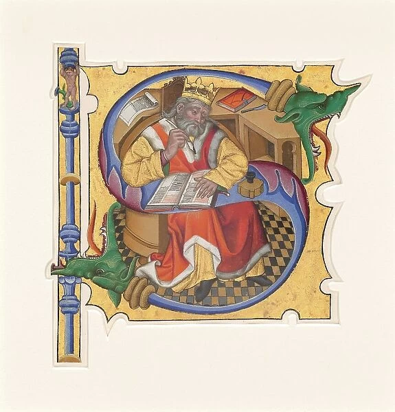 Initials with King David as Scribe, 1430s. Creator: Master of the Cypresses