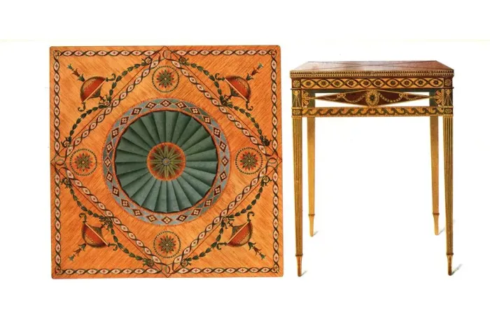 Framed Print : Inlaid Folding Card-Table, 1908. Creator: Shirley Slocombe Framed Print : Inlaid Folding Card-Table, 1908. Creator: Shirley Slocombe
