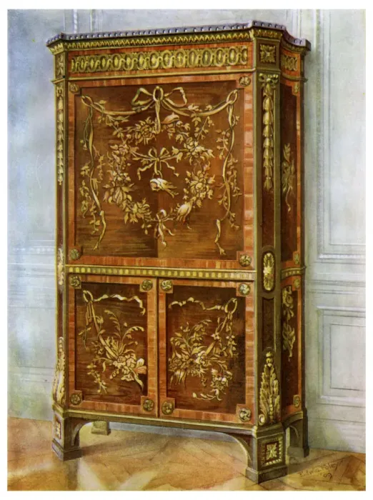Framed Print : Inlaid ormolu mounted upright secretaire, French, 1911-1912. Artist: Edwin Foley Framed Print : Inlaid ormolu mounted upright secretaire, French, 1911-1912. Artist: Edwin Foley