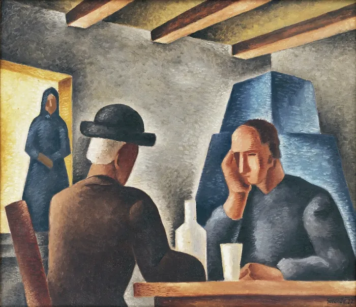 Framed Print : In an Inn, 1927. Creator: Mikulas Galanda Framed Print : In an Inn, 1927. Creator: Mikulas Galanda