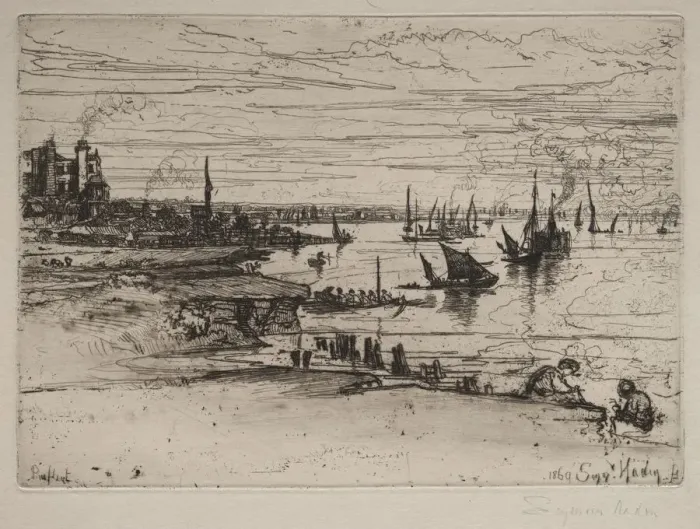 Framed Print : The Inn, Purfleet, 1869. Creator: Francis Seymour Haden (British, 1818-1910) Framed Print : The Inn, Purfleet, 1869. Creator: Francis Seymour Haden (British, 1818-1910)