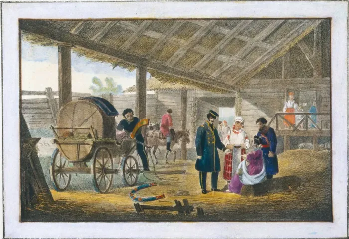 Framed Print : The inn on the roadside, 1820. Artist: Pluchart, Alexander (1777-1827)
