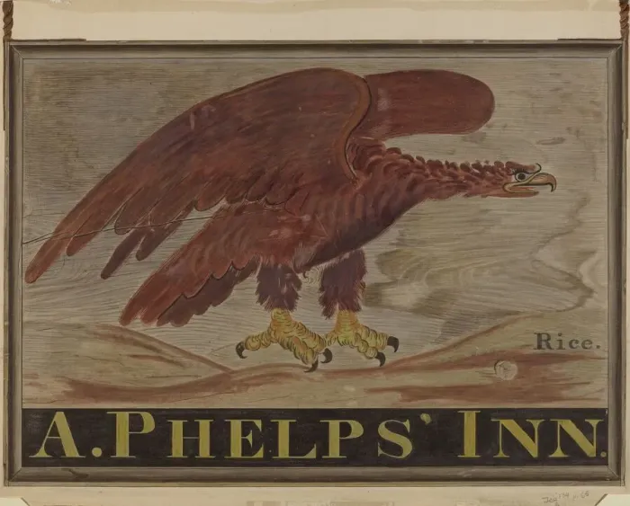 Framed Print : Inn Sign: A. Phelps, c. 1939. Creator: Martin Partyka