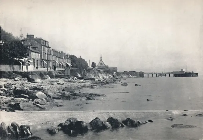 Framed Print : Innellan - Showing the Rocky Beach and the Steamboat Pier, 1895 Framed Print : Innellan - Showing the Rocky Beach and the Steamboat Pier, 1895