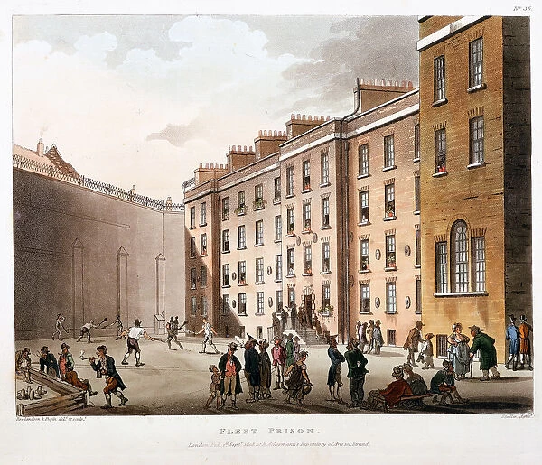 Inner court, Fleet Prison, London, 1808-1811. Artist: Thomas Rowlandson