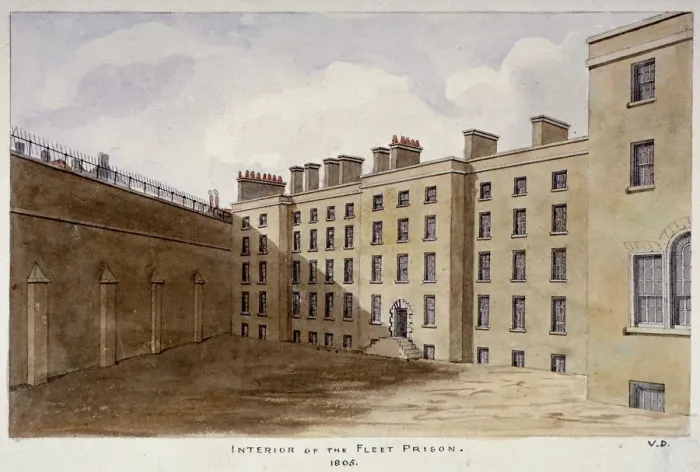 Framed Print : Inner courtyard of Fleet Prison, City of London, 1805. Artist: Valentine Davis Framed Print : Inner courtyard of Fleet Prison, City of London, 1805. Artist: Valentine Davis
