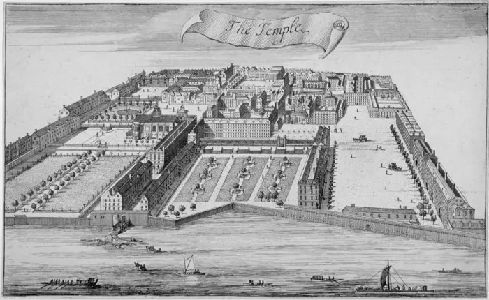 Framed Print : Inner and Middle Temple, City of London, 1700 Framed Print : Inner and Middle Temple, City of London, 1700