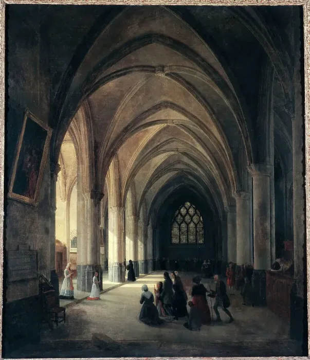 Framed Print : Inner view of the Saint-Benoit-le-Bestoune church: southern nave, 1838. Creator: Louis Courtin Framed Print : Inner view of the Saint-Benoit-le-Bestoune church: southern nave, 1838. Creator: Louis Courtin