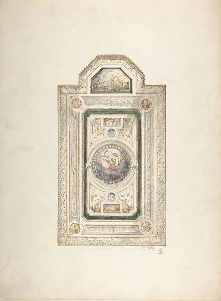 Inscribed drawing with monogram of Sang, of a ceiling design, July 1868, 1868