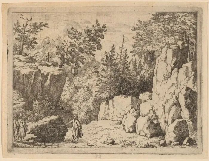 Framed Print : The Inscription on the Rock, probably c. 1645 / 1656. Creator: Allart van Everdingen Framed Print : The Inscription on the Rock, probably c. 1645 / 1656. Creator: Allart van Everdingen