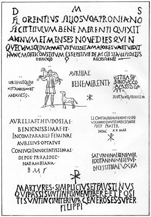 Framed Print : Inscriptions from the Catacombs, Rome, 1926 Framed Print : Inscriptions from the Catacombs, Rome, 1926