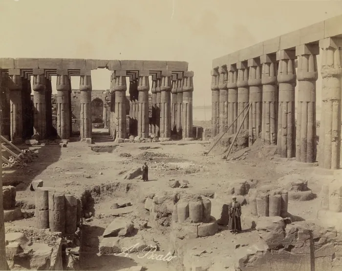 Framed Print : Inside First Court, Temple of Luxor, Looking South. Luxor, East Bank. between 1860 and 1903. Creator: Antonio Beato Framed Print : Inside First Court, Temple of Luxor, Looking South. Luxor, East Bank. between 1860 and 1903. Creator: Antonio Beato