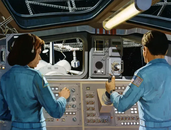 Framed Print : Inside a futuristic space station, c1970s. Artist: NASA Framed Print : Inside a futuristic space station, c1970s. Artist: NASA