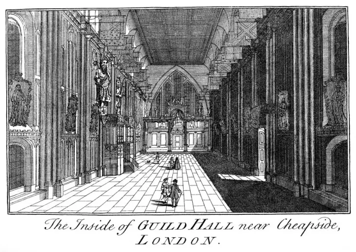 Framed Print : The Inside of Guild Hall near Cheapside, London, c18th century (1886). Artist: William Griggs Framed Print : The Inside of Guild Hall near Cheapside, London, c18th century (1886). Artist: William Griggs