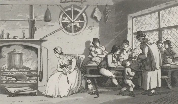 Framed Print : Inside of a Kitchen at Newcastle, from Remarks on a Tour to North and South Wales, 1800. Creator: John Hill Framed Print : Inside of a Kitchen at Newcastle, from Remarks on a Tour to North and South Wales, 1800. Creator: John Hill