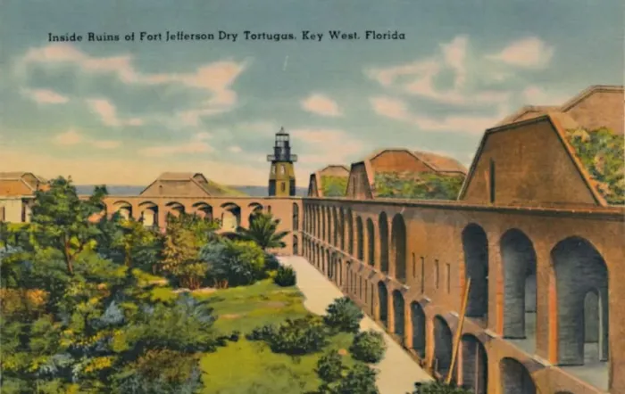 Framed Print : Inside Ruins of Fort Jefferson Dry Tortugas, Key West, Florida, c1940s Framed Print : Inside Ruins of Fort Jefferson Dry Tortugas, Key West, Florida, c1940s