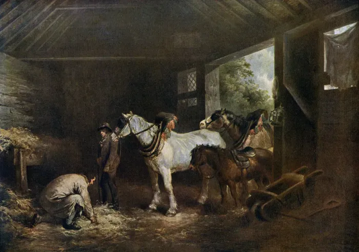 Framed Print : The Inside of the Stable, 1791, (1912). Artist: George Morland Framed Print : The Inside of the Stable, 1791, (1912). Artist: George Morland